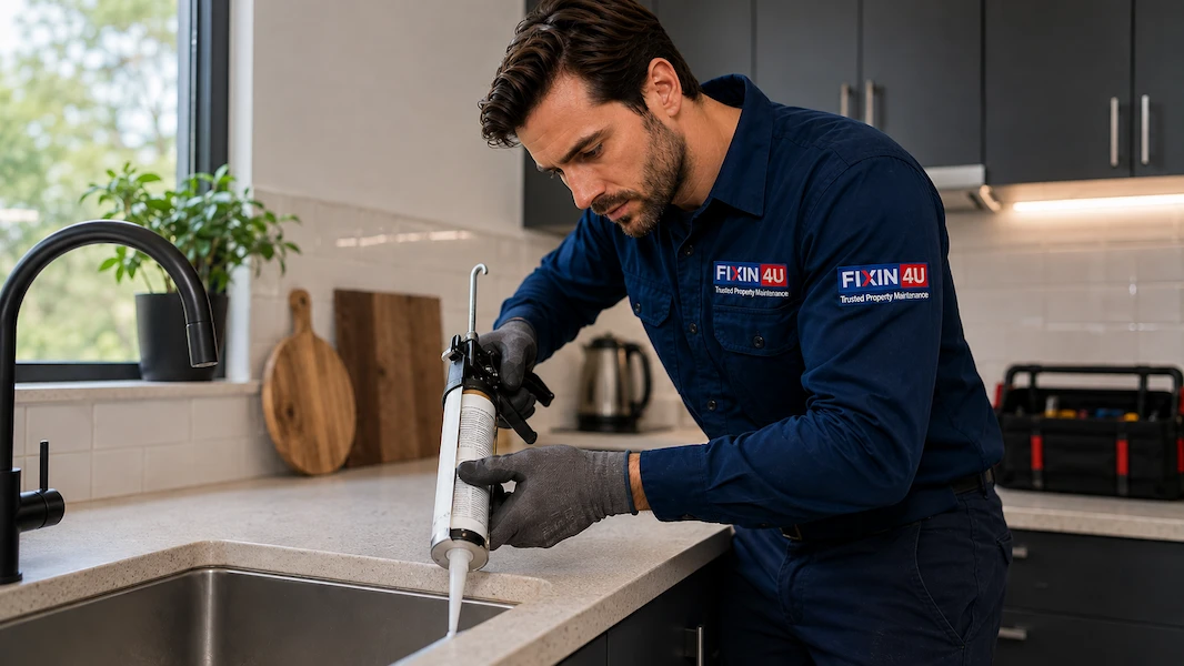 Kitchen worktop and sink sealing